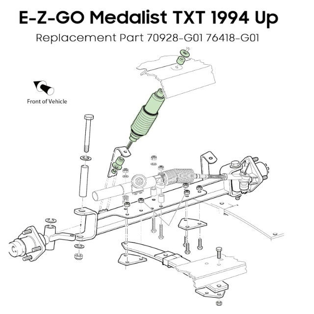 ゴルフカート 重用コイル 前 / 後ろショック吸収器 EZGO TXT 94-up 70928G01