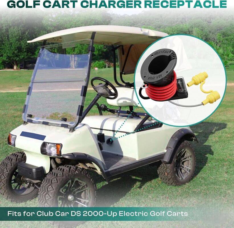 48V Charger Receptacle with Fuse and Cord for Club Car Ds 2000-up